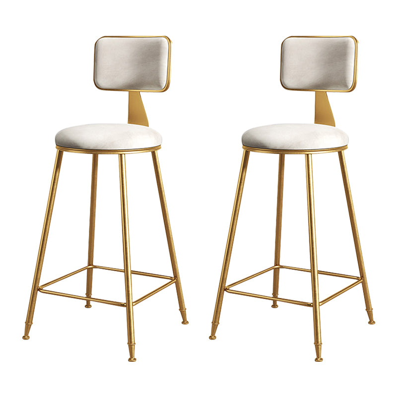 Glam Metal Upholstered Barstool Bristol Bar Stool with Iron Legs and Cushion Low Back White 2 Piece Set Counter Stool(26"H) Clearhalo 'Bar Furniture' 'Bar Stools' 'bar_stools' 'furn' 'furn_bar_stools' 'furniture_bar_stools' 'Kitchen & Dining Furniture' 'kitchen&dining_furn' 'kitchen' 'kitchen_furn' Furniture' 4536794