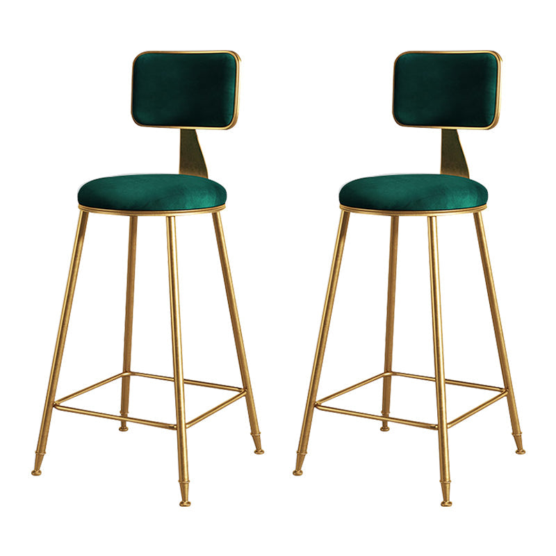 Glam Metal Upholstered Barstool Bristol Bar Stool with Iron Legs and Cushion Low Back Green 2 Piece Set Counter Stool(26"H) Clearhalo 'Bar Furniture' 'Bar Stools' 'bar_stools' 'furn' 'furn_bar_stools' 'furniture_bar_stools' 'Kitchen & Dining Furniture' 'kitchen&dining_furn' 'kitchen' 'kitchen_furn' Furniture' 4536796