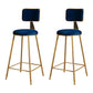 Glam Metal Upholstered Barstool Bristol Bar Stool with Iron Legs and Cushion Low Back Blue 2 Piece Set Counter Stool(26"H) Clearhalo 'Bar Furniture' 'Bar Stools' 'bar_stools' 'furn' 'furn_bar_stools' 'furniture_bar_stools' 'Kitchen & Dining Furniture' 'kitchen&dining_furn' 'kitchen' 'kitchen_furn' Furniture' 4536798