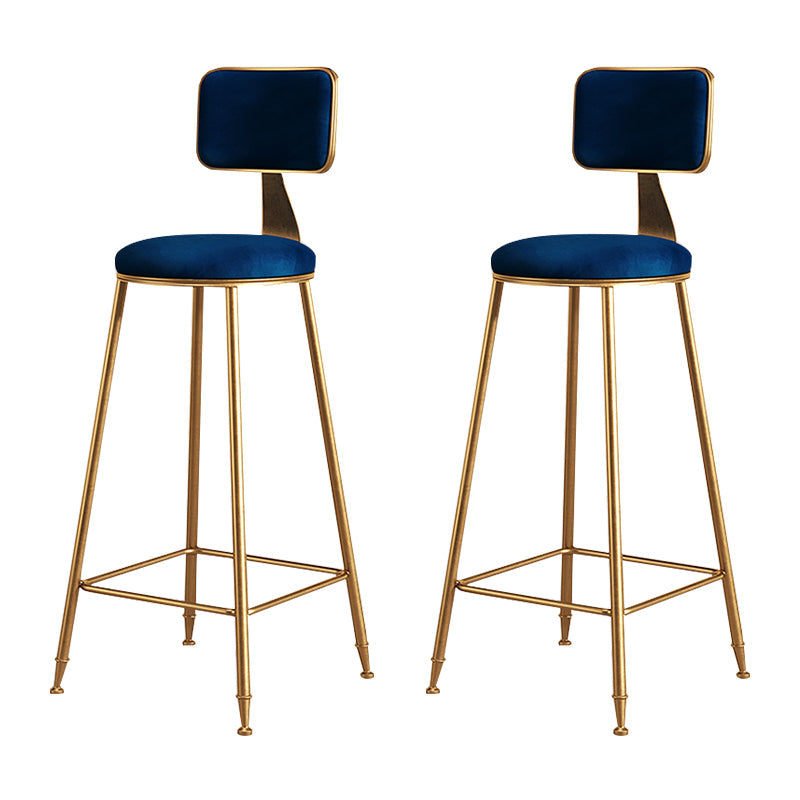 Glam Metal Upholstered Barstool Bristol Bar Stool with Iron Legs and Cushion Low Back Blue 2 Piece Set Bar Stool(30"H) Clearhalo 'Bar Furniture' 'Bar Stools' 'bar_stools' 'furn' 'furn_bar_stools' 'furniture_bar_stools' 'Kitchen & Dining Furniture' 'kitchen&dining_furn' 'kitchen' 'kitchen_furn' Furniture' 4536799