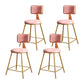 Glam Metal Upholstered Barstool Bristol Bar Stool with Iron Legs and Cushion Low Back Pink 4 Piece Set Short Stool(18"H) Clearhalo 'Bar Furniture' 'Bar Stools' 'bar_stools' 'furn' 'furn_bar_stools' 'furniture_bar_stools' 'Kitchen & Dining Furniture' 'kitchen&dining_furn' 'kitchen' 'kitchen_furn' Furniture' 4536803