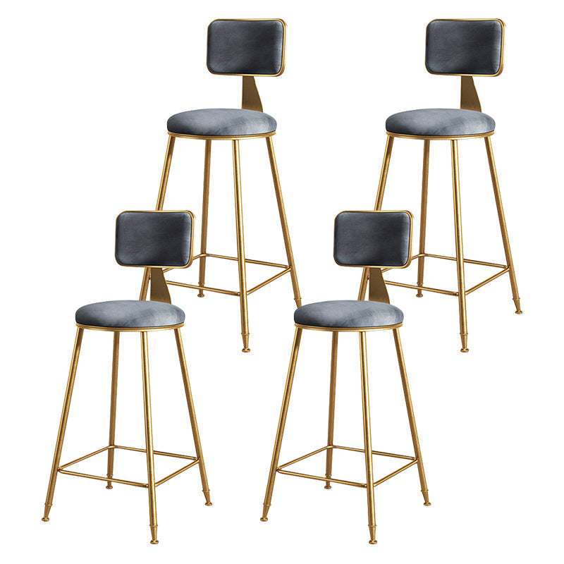 Glam Metal Upholstered Barstool Bristol Bar Stool with Iron Legs and Cushion Low Back Grey 4 Piece Set Counter Stool(26"H) Clearhalo 'Bar Furniture' 'Bar Stools' 'bar_stools' 'furn' 'furn_bar_stools' 'furniture_bar_stools' 'Kitchen & Dining Furniture' 'kitchen&dining_furn' 'kitchen' 'kitchen_furn' Furniture' 4536808