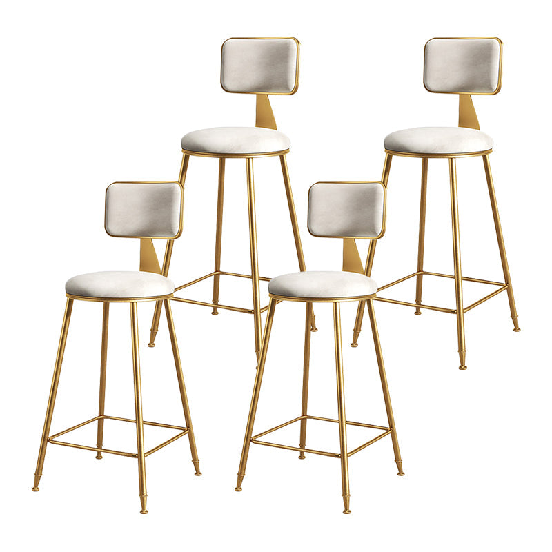 Glam Metal Upholstered Barstool Bristol Bar Stool with Iron Legs and Cushion Low Back White 4 Piece Set Counter Stool(26"H) Clearhalo 'Bar Furniture' 'Bar Stools' 'bar_stools' 'furn' 'furn_bar_stools' 'furniture_bar_stools' 'Kitchen & Dining Furniture' 'kitchen&dining_furn' 'kitchen' 'kitchen_furn' Furniture' 4536812