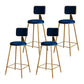 Glam Metal Upholstered Barstool Bristol Bar Stool with Iron Legs and Cushion Low Back Blue 4 Piece Set Counter Stool(26"H) Clearhalo 'Bar Furniture' 'Bar Stools' 'bar_stools' 'furn' 'furn_bar_stools' 'furniture_bar_stools' 'Kitchen & Dining Furniture' 'kitchen&dining_furn' 'kitchen' 'kitchen_furn' Furniture' 4536816