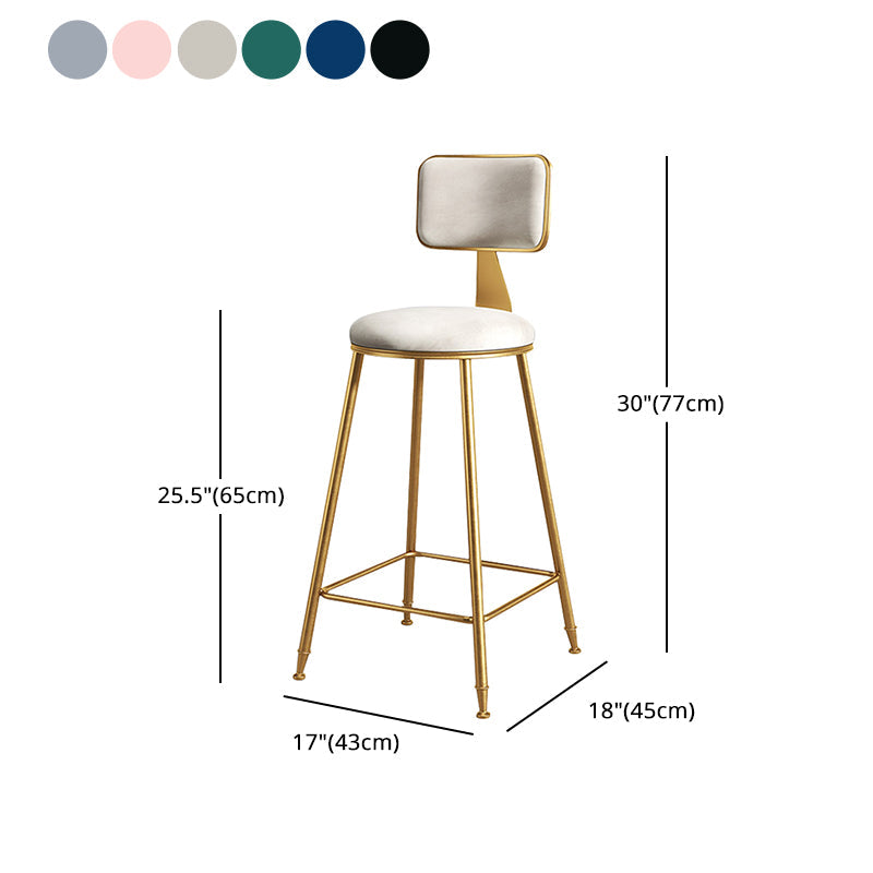 Glam Metal Upholstered Barstool Bristol Bar Stool with Iron Legs and Cushion Low Back Clearhalo 'Bar Furniture' 'Bar Stools' 'bar_stools' 'furn' 'furn_bar_stools' 'furniture_bar_stools' 'Kitchen & Dining Furniture' 'kitchen&dining_furn' 'kitchen' 'kitchen_furn' Furniture' 4536821