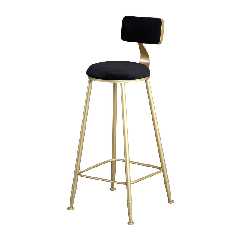 Glam Metal Upholstered Barstool Living Room Bar Stool with Low Back and Cushion Black 1 Piece Clearhalo 'Bar Furniture' 'Bar Stools' 'bar_stools' 'furn' 'furn_bar_stools' 'furniture_bar_stools' 'Kitchen & Dining Furniture' 'kitchen&dining_furn' 'kitchen' 'kitchen_furn' Furniture' 4536826