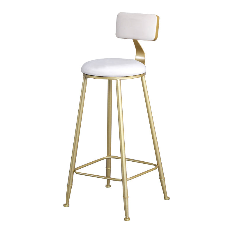 Glam Metal Upholstered Barstool Living Room Bar Stool with Low Back and Cushion White 1 Piece Clearhalo 'Bar Furniture' 'Bar Stools' 'bar_stools' 'furn' 'furn_bar_stools' 'furniture_bar_stools' 'Kitchen & Dining Furniture' 'kitchen&dining_furn' 'kitchen' 'kitchen_furn' Furniture' 4536831