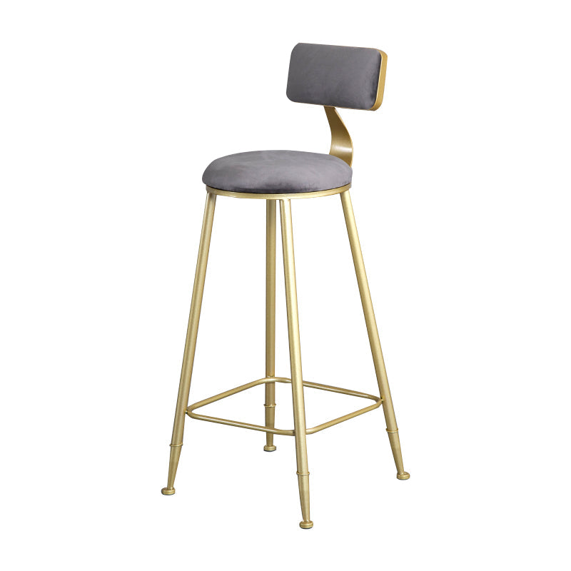 Glam Metal Upholstered Barstool Living Room Bar Stool with Low Back and Cushion Grey 1 Piece Clearhalo 'Bar Furniture' 'Bar Stools' 'bar_stools' 'furn' 'furn_bar_stools' 'furniture_bar_stools' 'Kitchen & Dining Furniture' 'kitchen&dining_furn' 'kitchen' 'kitchen_furn' Furniture' 4536834