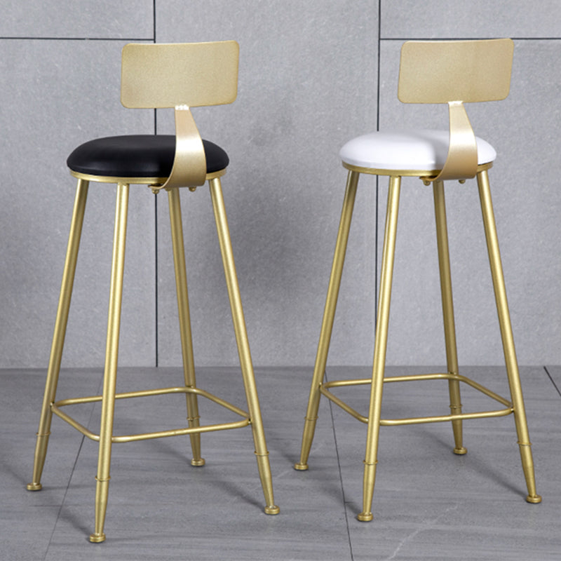 Glam Metal Upholstered Barstool Living Room Bar Stool with Low Back and Cushion Clearhalo 'Bar Furniture' 'Bar Stools' 'bar_stools' 'furn' 'furn_bar_stools' 'furniture_bar_stools' 'Kitchen & Dining Furniture' 'kitchen&dining_furn' 'kitchen' 'kitchen_furn' Furniture' 4536839