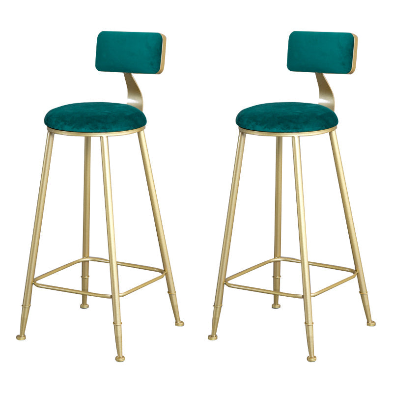 Glam Metal Upholstered Barstool Living Room Bar Stool with Low Back and Cushion Green 2 Piece Set Clearhalo 'Bar Furniture' 'Bar Stools' 'bar_stools' 'furn' 'furn_bar_stools' 'furniture_bar_stools' 'Kitchen & Dining Furniture' 'kitchen&dining_furn' 'kitchen' 'kitchen_furn' Furniture' 4536840