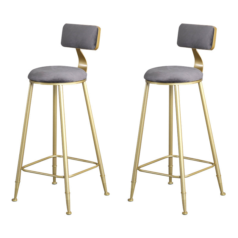 Glam Metal Upholstered Barstool Living Room Bar Stool with Low Back and Cushion Grey 2 Piece Set Clearhalo 'Bar Furniture' 'Bar Stools' 'bar_stools' 'furn' 'furn_bar_stools' 'furniture_bar_stools' 'Kitchen & Dining Furniture' 'kitchen&dining_furn' 'kitchen' 'kitchen_furn' Furniture' 4536843