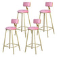 Glam Metal Upholstered Barstool Living Room Bar Stool with Low Back and Cushion Pink 4 Piece Set Clearhalo 'Bar Furniture' 'Bar Stools' 'bar_stools' 'furn' 'furn_bar_stools' 'furniture_bar_stools' 'Kitchen & Dining Furniture' 'kitchen&dining_furn' 'kitchen' 'kitchen_furn' Furniture' 4536844