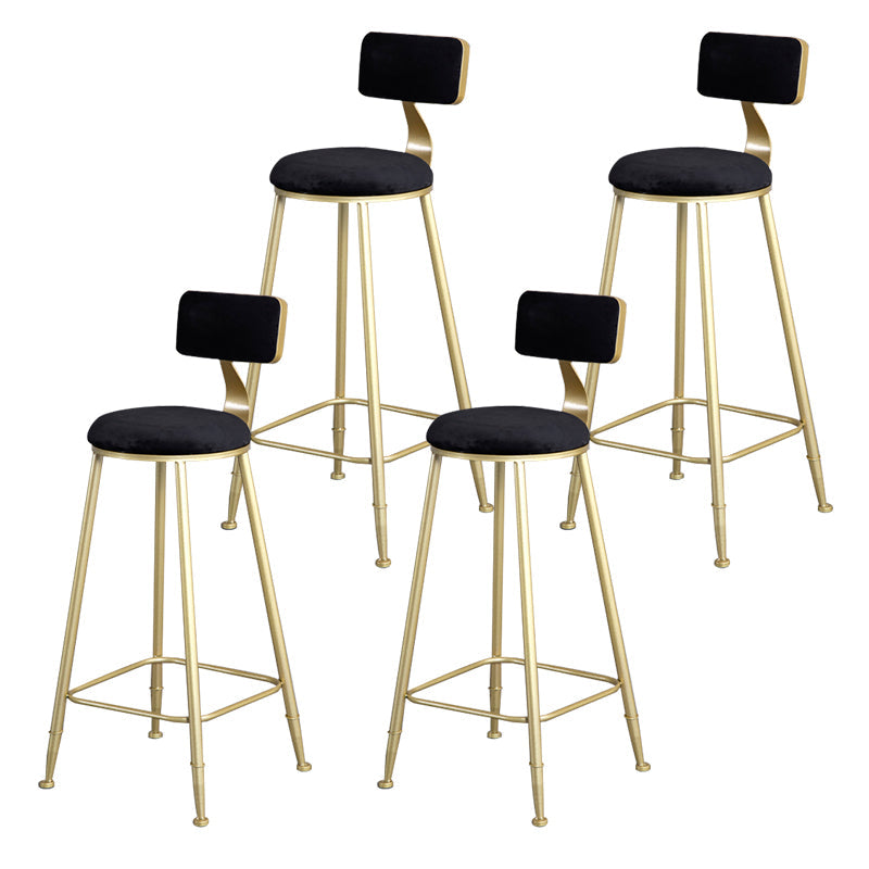 Glam Metal Upholstered Barstool Living Room Bar Stool with Low Back and Cushion Black 4 Piece Set Clearhalo 'Bar Furniture' 'Bar Stools' 'bar_stools' 'furn' 'furn_bar_stools' 'furniture_bar_stools' 'Kitchen & Dining Furniture' 'kitchen&dining_furn' 'kitchen' 'kitchen_furn' Furniture' 4536845
