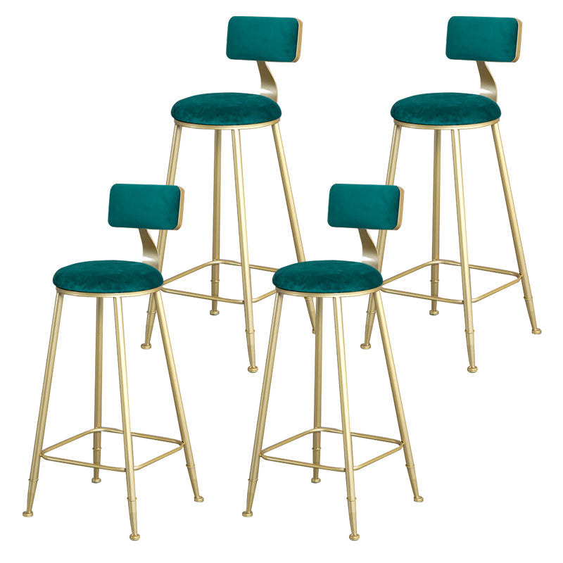 Glam Metal Upholstered Barstool Living Room Bar Stool with Low Back and Cushion Green 4 Piece Set Clearhalo 'Bar Furniture' 'Bar Stools' 'bar_stools' 'furn' 'furn_bar_stools' 'furniture_bar_stools' 'Kitchen & Dining Furniture' 'kitchen&dining_furn' 'kitchen' 'kitchen_furn' Furniture' 4536846
