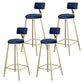 Glam Metal Upholstered Barstool Living Room Bar Stool with Low Back and Cushion Blue 4 Piece Set Clearhalo 'Bar Furniture' 'Bar Stools' 'bar_stools' 'furn' 'furn_bar_stools' 'furniture_bar_stools' 'Kitchen & Dining Furniture' 'kitchen&dining_furn' 'kitchen' 'kitchen_furn' Furniture' 4536847