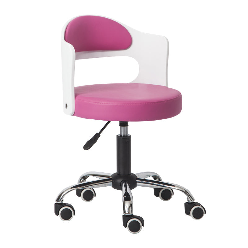 Modern Adjustable Rotatable Stool Steel Household Bar Stool with Cushion and Pulley Pinkish Red 1 Piece Clearhalo 'Bar Furniture' 'Bar Stools' 'bar_stools' 'furniture_bar_stools' 'Kitchen & Dining Furniture' 'kitchen&dining_furn' 'kitchen' 'kitchen_furn' Furniture' 4536886