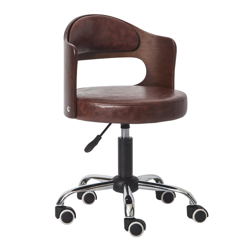 Modern Adjustable Rotatable Stool Steel Household Bar Stool with Cushion and Pulley Brown 1 Piece Clearhalo 'Bar Furniture' 'Bar Stools' 'bar_stools' 'furniture_bar_stools' 'Kitchen & Dining Furniture' 'kitchen&dining_furn' 'kitchen' 'kitchen_furn' Furniture' 4536892