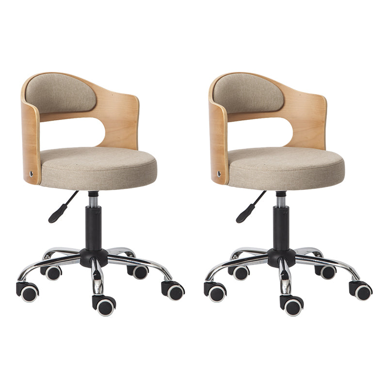 Modern Adjustable Rotatable Stool Steel Household Bar Stool with Cushion and Pulley Khaki Set of 2 Clearhalo 'Bar Furniture' 'Bar Stools' 'bar_stools' 'furniture_bar_stools' 'Kitchen & Dining Furniture' 'kitchen&dining_furn' 'kitchen' 'kitchen_furn' Furniture' 4536908