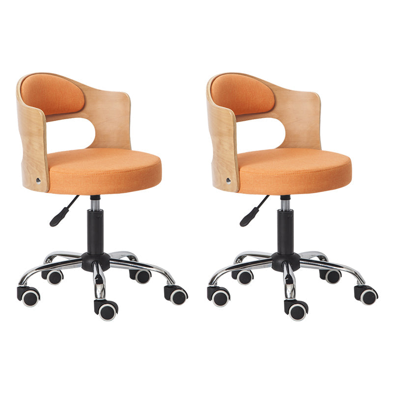 Modern Adjustable Rotatable Stool Steel Household Bar Stool with Cushion and Pulley Orange Set of 2 Clearhalo 'Bar Furniture' 'Bar Stools' 'bar_stools' 'furniture_bar_stools' 'Kitchen & Dining Furniture' 'kitchen&dining_furn' 'kitchen' 'kitchen_furn' Furniture' 4536916