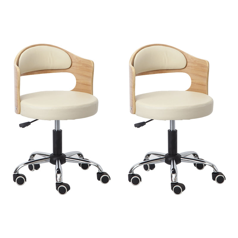 Modern Adjustable Rotatable Stool Steel Household Bar Stool with Cushion and Pulley Off-White Set of 2 Clearhalo 'Bar Furniture' 'Bar Stools' 'bar_stools' 'furniture_bar_stools' 'Kitchen & Dining Furniture' 'kitchen&dining_furn' 'kitchen' 'kitchen_furn' Furniture' 4536918