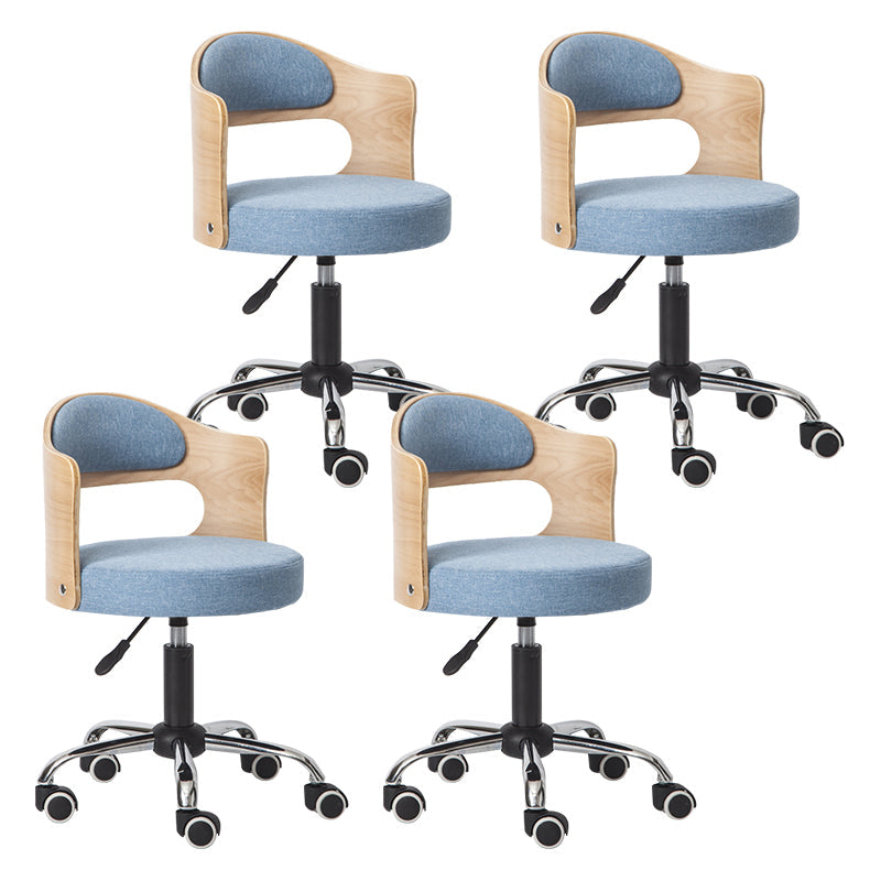 Modern Adjustable Rotatable Stool Steel Household Bar Stool with Cushion and Pulley Light Blue Set of 4 Clearhalo 'Bar Furniture' 'Bar Stools' 'bar_stools' 'furniture_bar_stools' 'Kitchen & Dining Furniture' 'kitchen&dining_furn' 'kitchen' 'kitchen_furn' Furniture' 4536923