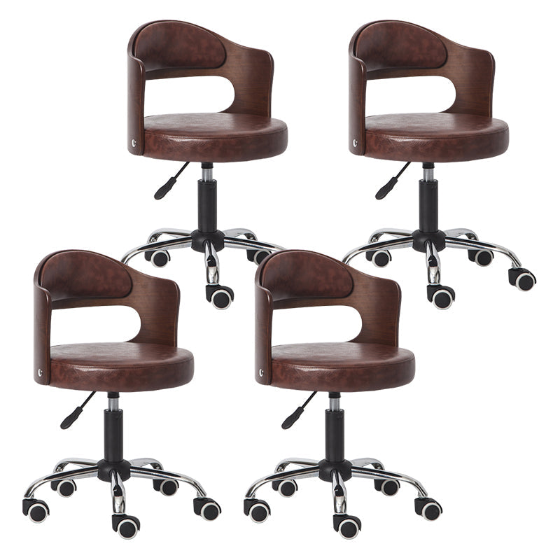 Modern Adjustable Rotatable Stool Steel Household Bar Stool with Cushion and Pulley Brown Set of 4 Clearhalo 'Bar Furniture' 'Bar Stools' 'bar_stools' 'furniture_bar_stools' 'Kitchen & Dining Furniture' 'kitchen&dining_furn' 'kitchen' 'kitchen_furn' Furniture' 4536932