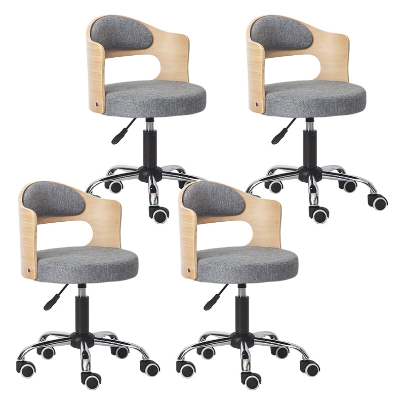 Modern Adjustable Rotatable Stool Steel Household Bar Stool with Cushion and Pulley Grey Set of 4 Clearhalo 'Bar Furniture' 'Bar Stools' 'bar_stools' 'furniture_bar_stools' 'Kitchen & Dining Furniture' 'kitchen&dining_furn' 'kitchen' 'kitchen_furn' Furniture' 4536934