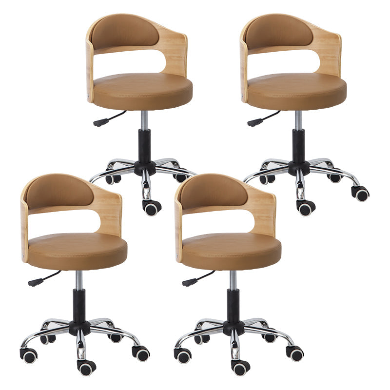 Modern Adjustable Rotatable Stool Steel Household Bar Stool with Cushion and Pulley Beige Set of 4 Clearhalo 'Bar Furniture' 'Bar Stools' 'bar_stools' 'furniture_bar_stools' 'Kitchen & Dining Furniture' 'kitchen&dining_furn' 'kitchen' 'kitchen_furn' Furniture' 4536939