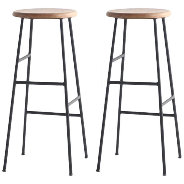 Contemporary Round Counter Bar Stool Backless Bar Stool with Footrest Brown 2 Piece Set Clearhalo 'Bar Furniture' 'Bar Stools' 'bar_stools' 'furn' 'furn_bar_stools' 'furniture_bar_stools' 'Kitchen & Dining Furniture' 'kitchen&dining_furn' 'kitchen' 'kitchen_furn' Furniture' 4536963