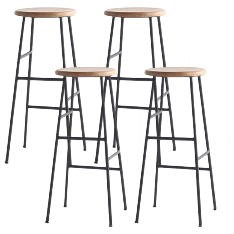 Contemporary Round Counter Bar Stool Backless Bar Stool with Footrest Brown 4 Piece Set Clearhalo 'Bar Furniture' 'Bar Stools' 'bar_stools' 'furn' 'furn_bar_stools' 'furniture_bar_stools' 'Kitchen & Dining Furniture' 'kitchen&dining_furn' 'kitchen' 'kitchen_furn' Furniture' 4536964