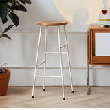 Contemporary Round Counter Bar Stool Backless Bar Stool with Footrest