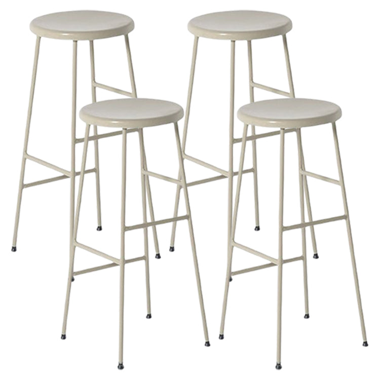 Contemporary Round Counter Bar Stool Backless Bar Stool with Footrest Beige 4 Piece Set Clearhalo 'Bar Furniture' 'Bar Stools' 'bar_stools' 'furn' 'furn_bar_stools' 'furniture_bar_stools' 'Kitchen & Dining Furniture' 'kitchen&dining_furn' 'kitchen' 'kitchen_furn' Furniture' 4536971