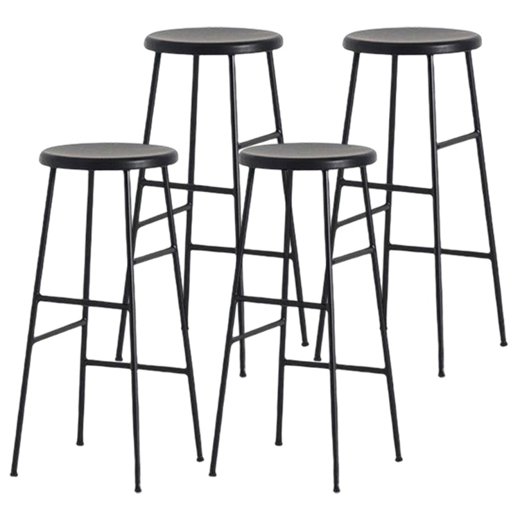 Contemporary Round Counter Bar Stool Backless Bar Stool with Footrest Black 4 Piece Set Clearhalo 'Bar Furniture' 'Bar Stools' 'bar_stools' 'furn' 'furn_bar_stools' 'furniture_bar_stools' 'Kitchen & Dining Furniture' 'kitchen&dining_furn' 'kitchen' 'kitchen_furn' Furniture' 4536976