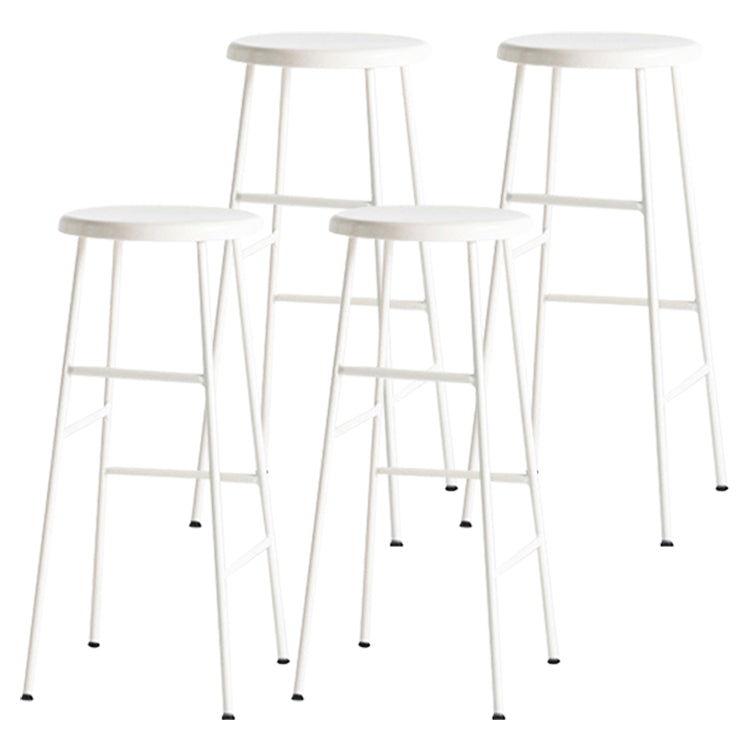 Contemporary Round Counter Bar Stool Backless Bar Stool with Footrest White 4 Piece Set Clearhalo 'Bar Furniture' 'Bar Stools' 'bar_stools' 'furn' 'furn_bar_stools' 'furniture_bar_stools' 'Kitchen & Dining Furniture' 'kitchen&dining_furn' 'kitchen' 'kitchen_furn' Furniture' 4536984