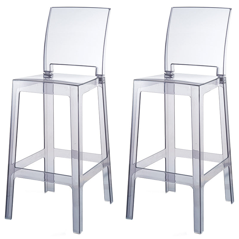 Acrylic Indoor Bar Stool Full Back Modern Square Arm-less Counter Stool Smoke Gray 2 Piece Set Clearhalo 'Bar Furniture' 'Bar Stools' 'bar_stools' 'furn' 'furn_bar_stools' 'furniture_bar_stools' 'Kitchen & Dining Furniture' 'kitchen&dining_furn' 'kitchen' 'kitchen_furn' Furniture' 4536989