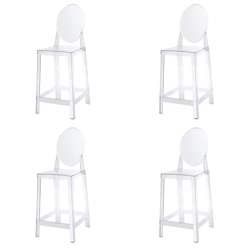 Acrylic Indoor Bar Stool Full Back Modern Square Arm-less Counter Stool White-Clear 4 Piece Set Clearhalo 'Bar Furniture' 'Bar Stools' 'bar_stools' 'furn' 'furn_bar_stools' 'furniture_bar_stools' 'Kitchen & Dining Furniture' 'kitchen&dining_furn' 'kitchen' 'kitchen_furn' Furniture' 4536997
