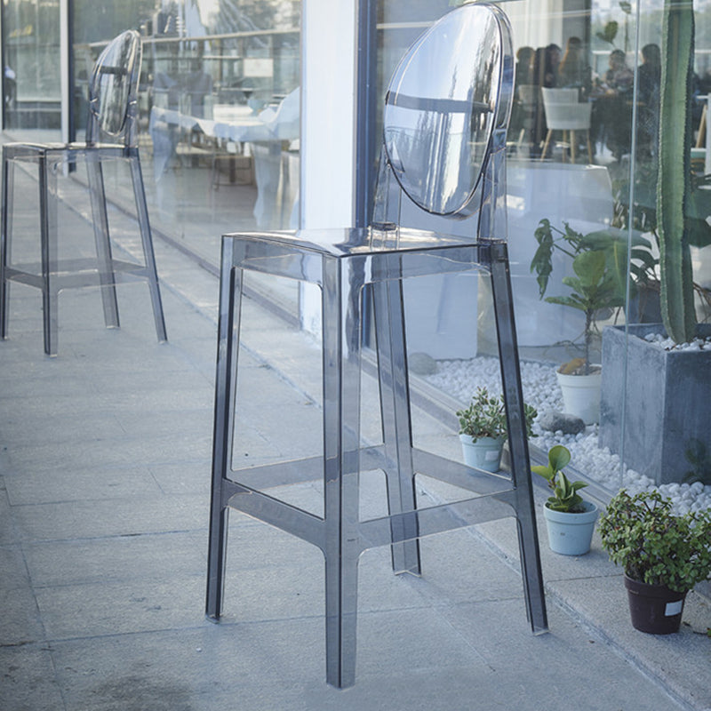 Acrylic Indoor Bar Stool Full Back Modern Square Arm-less Counter Stool Smoke Gray 1 Piece Clearhalo 'Bar Furniture' 'Bar Stools' 'bar_stools' 'furn' 'furn_bar_stools' 'furniture_bar_stools' 'Kitchen & Dining Furniture' 'kitchen&dining_furn' 'kitchen' 'kitchen_furn' Furniture' 4536999