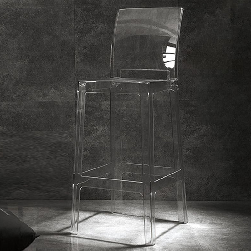 Acrylic Indoor Bar Stool Full Back Modern Square Arm-less Counter Stool Clear 1 Piece Clearhalo 'Bar Furniture' 'Bar Stools' 'bar_stools' 'furn' 'furn_bar_stools' 'furniture_bar_stools' 'Kitchen & Dining Furniture' 'kitchen&dining_furn' 'kitchen' 'kitchen_furn' Furniture' 4537002