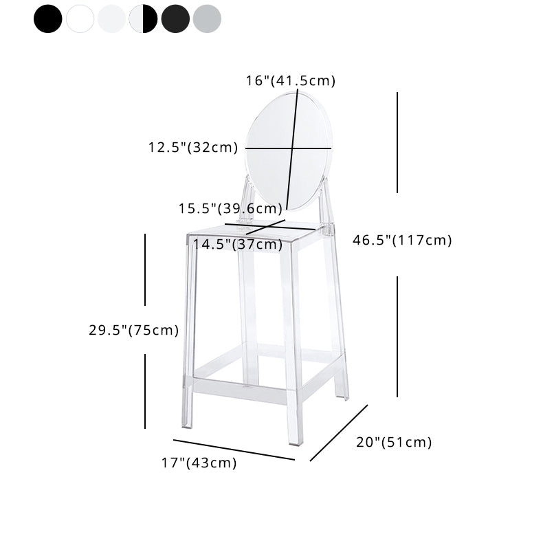 Acrylic Indoor Bar Stool Full Back Modern Square Arm-less Counter Stool Clearhalo 'Bar Furniture' 'Bar Stools' 'bar_stools' 'furn' 'furn_bar_stools' 'furniture_bar_stools' 'Kitchen & Dining Furniture' 'kitchen&dining_furn' 'kitchen' 'kitchen_furn' Furniture' 4537006