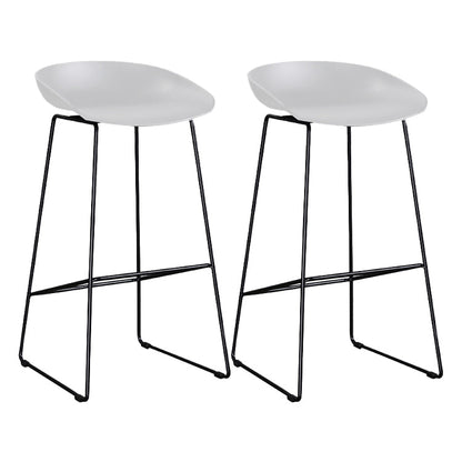 Modern Style Iron Bar Stool with Footrest Coffee Shop Casual Bar Stool White 2 Piece Set Clearhalo 'Bar Furniture' 'Bar Stools' 'bar_stools' 'furn' 'furn_bar_stools' 'furniture_bar_stools' 'Kitchen & Dining Furniture' 'kitchen&dining_furn' 'kitchen' 'kitchen_furn' Furniture' 4537008