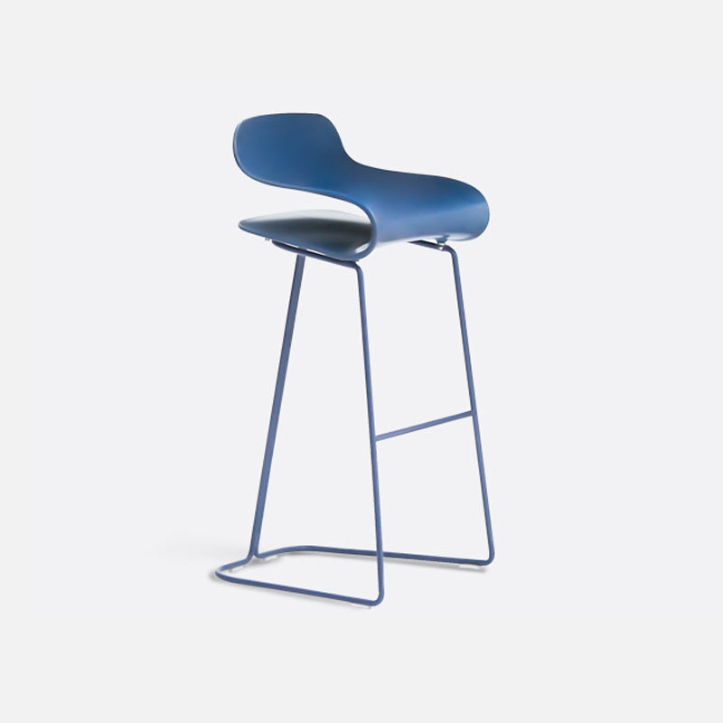 Modern Armless Backrest Counter Stool Steel Cafe Bar Stool with Plastic Seat Blue Bar Stool(30"H) Clearhalo 'Bar Furniture' 'Bar Stools' 'bar_stools' 'furn' 'furn_bar_stools' 'furniture_bar_stools' 'Kitchen & Dining Furniture' 'kitchen&dining_furn' 'kitchen' 'kitchen_furn' Furniture' 4537024