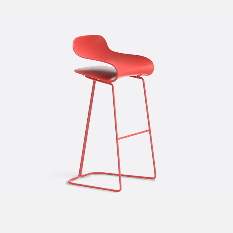 Modern Armless Backrest Counter Stool Steel Cafe Bar Stool with Plastic Seat Red Bar Stool(30"H) Clearhalo 'Bar Furniture' 'Bar Stools' 'bar_stools' 'furn' 'furn_bar_stools' 'furniture_bar_stools' 'Kitchen & Dining Furniture' 'kitchen&dining_furn' 'kitchen' 'kitchen_furn' Furniture' 4537041