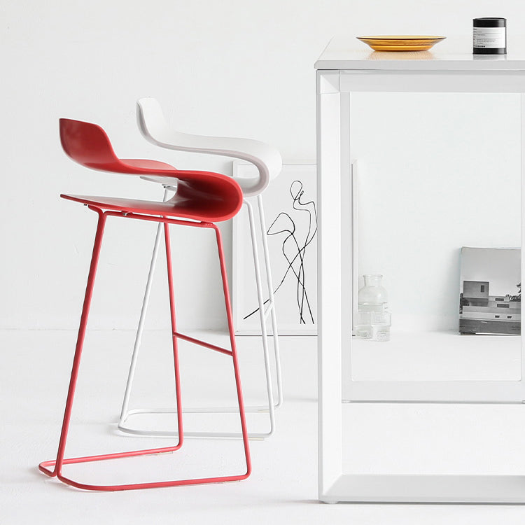 Modern Armless Backrest Counter Stool Steel Cafe Bar Stool with Plastic Seat Clearhalo 'Bar Furniture' 'Bar Stools' 'bar_stools' 'furn' 'furn_bar_stools' 'furniture_bar_stools' 'Kitchen & Dining Furniture' 'kitchen&dining_furn' 'kitchen' 'kitchen_furn' Furniture' 4537043