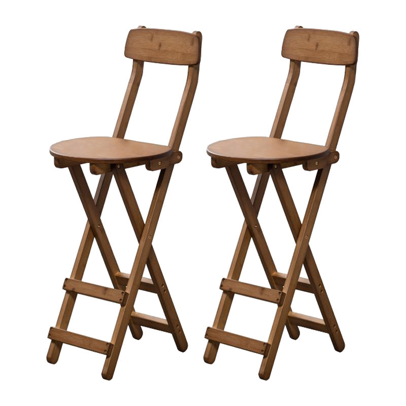 Modern Armless Foldable Counter Stool Wood Household Bar Stool with Pedal Brown 2 Piece Set Counter Stool(27"H) Clearhalo 'Bar Furniture' 'Bar Stools' 'bar_stools' 'furn' 'furn_bar_stools' 'furniture_bar_stools' 'Kitchen & Dining Furniture' 'kitchen&dining_furn' 'kitchen' 'kitchen_furn' Furniture' 4537167