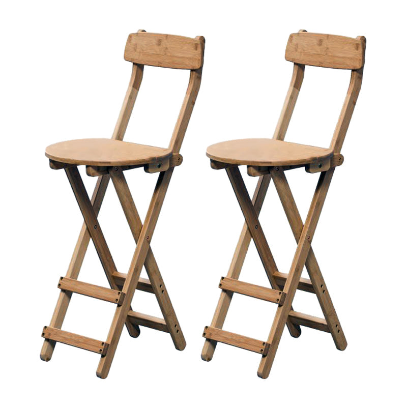 Modern Armless Foldable Counter Stool Wood Household Bar Stool with Pedal Natural 2 Piece Set Counter Stool(27"H) Clearhalo 'Bar Furniture' 'Bar Stools' 'bar_stools' 'furn' 'furn_bar_stools' 'furniture_bar_stools' 'Kitchen & Dining Furniture' 'kitchen&dining_furn' 'kitchen' 'kitchen_furn' Furniture' 4537173