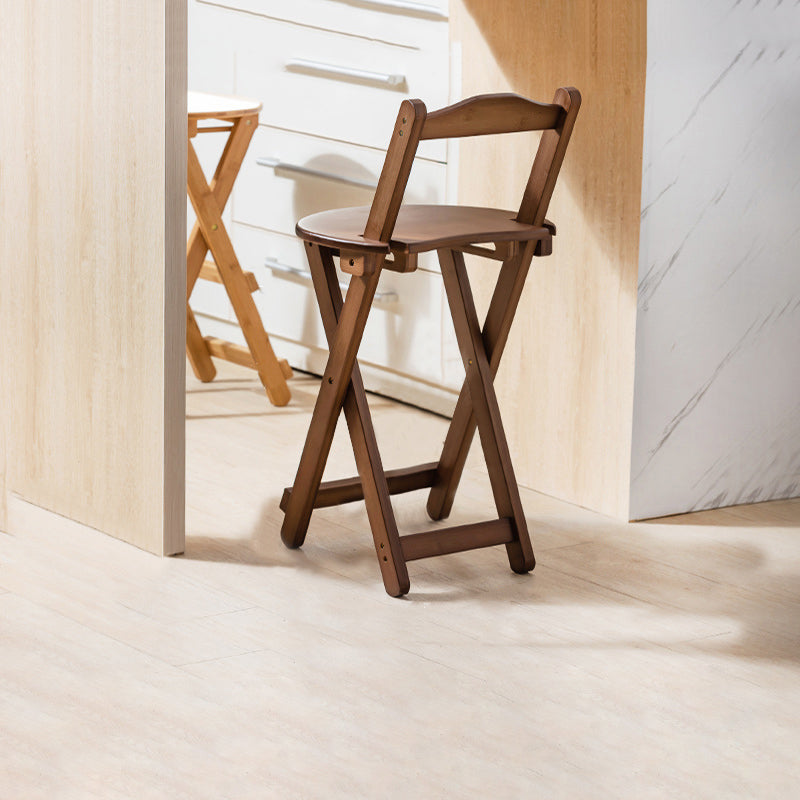 Modern Armless Foldable Counter Stool Wood Household Bar Stool with Pedal Brown 1 Piece Short Stool(18"H) Clearhalo 'Bar Furniture' 'Bar Stools' 'bar_stools' 'furn' 'furn_bar_stools' 'furniture_bar_stools' 'Kitchen & Dining Furniture' 'kitchen&dining_furn' 'kitchen' 'kitchen_furn' Furniture' 4537175