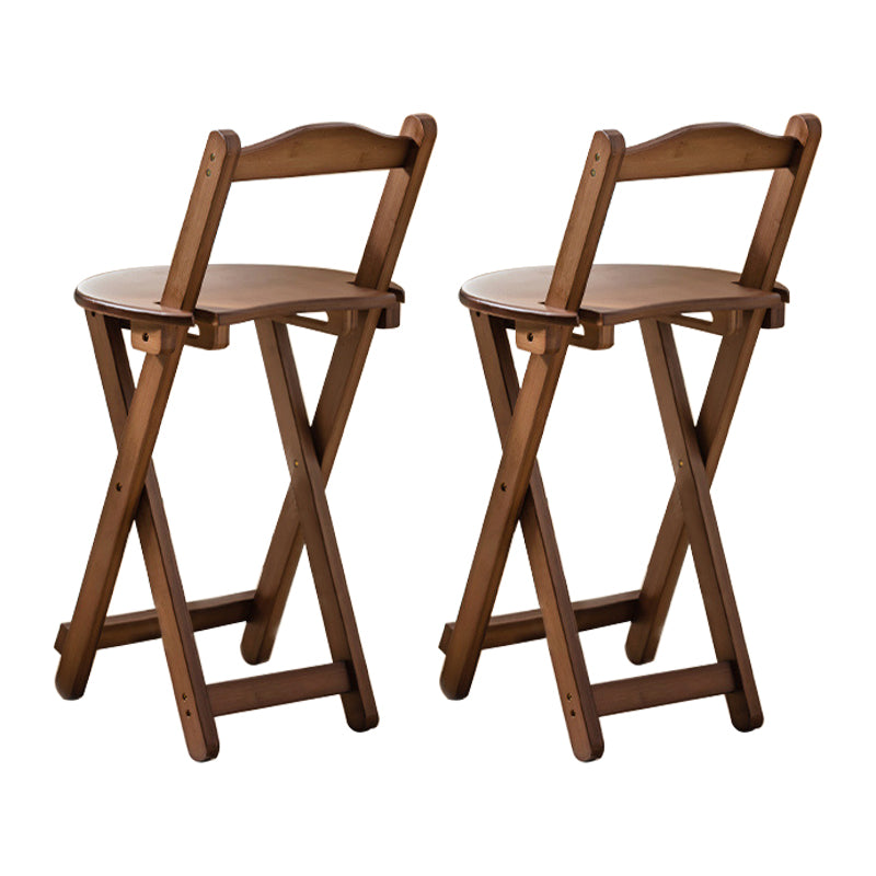 Modern Armless Foldable Counter Stool Wood Household Bar Stool with Pedal Brown 2 Piece Set Short Stool(18"H) Clearhalo 'Bar Furniture' 'Bar Stools' 'bar_stools' 'furn' 'furn_bar_stools' 'furniture_bar_stools' 'Kitchen & Dining Furniture' 'kitchen&dining_furn' 'kitchen' 'kitchen_furn' Furniture' 4537176