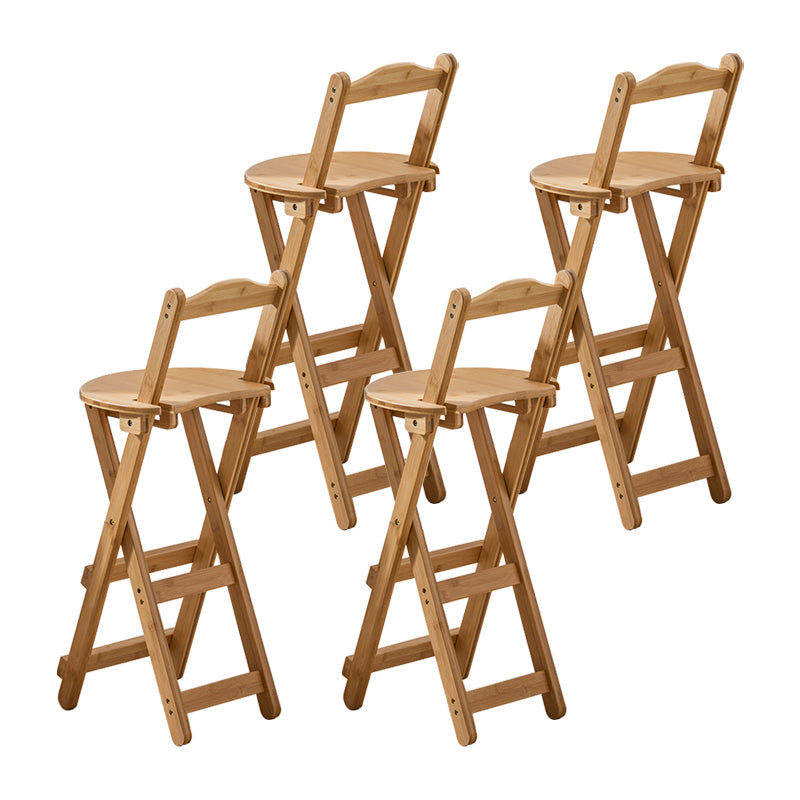 Modern Armless Foldable Counter Stool Wood Household Bar Stool with Pedal Natural 4 Piece Set Counter Stool (24"H) Clearhalo 'Bar Furniture' 'Bar Stools' 'bar_stools' 'furn' 'furn_bar_stools' 'furniture_bar_stools' 'Kitchen & Dining Furniture' 'kitchen&dining_furn' 'kitchen' 'kitchen_furn' Furniture' 4537180