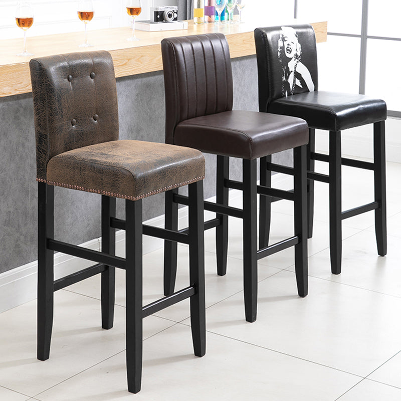 Contemporary Leather Solid Wood Barstool Bristol Bar Stool with Low Back Clearhalo 'Bar Furniture' 'Bar Stools' 'bar_stools' 'furn' 'furn_bar_stools' 'furniture_bar_stools' 'Kitchen & Dining Furniture' 'kitchen&dining_furn' 'kitchen' 'kitchen_furn' Furniture' 4537201