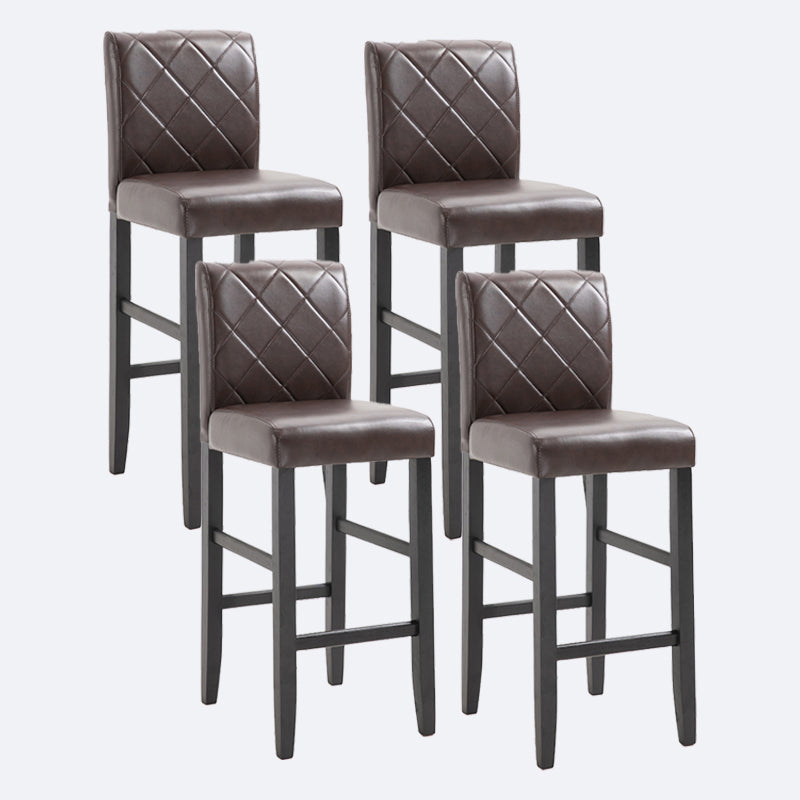 Contemporary Leather Solid Wood Barstool Bristol Bar Stool with Low Back Dark Brown 4 Piece Set Clearhalo 'Bar Furniture' 'Bar Stools' 'bar_stools' 'furn' 'furn_bar_stools' 'furniture_bar_stools' 'Kitchen & Dining Furniture' 'kitchen&dining_furn' 'kitchen' 'kitchen_furn' Furniture' 4537219